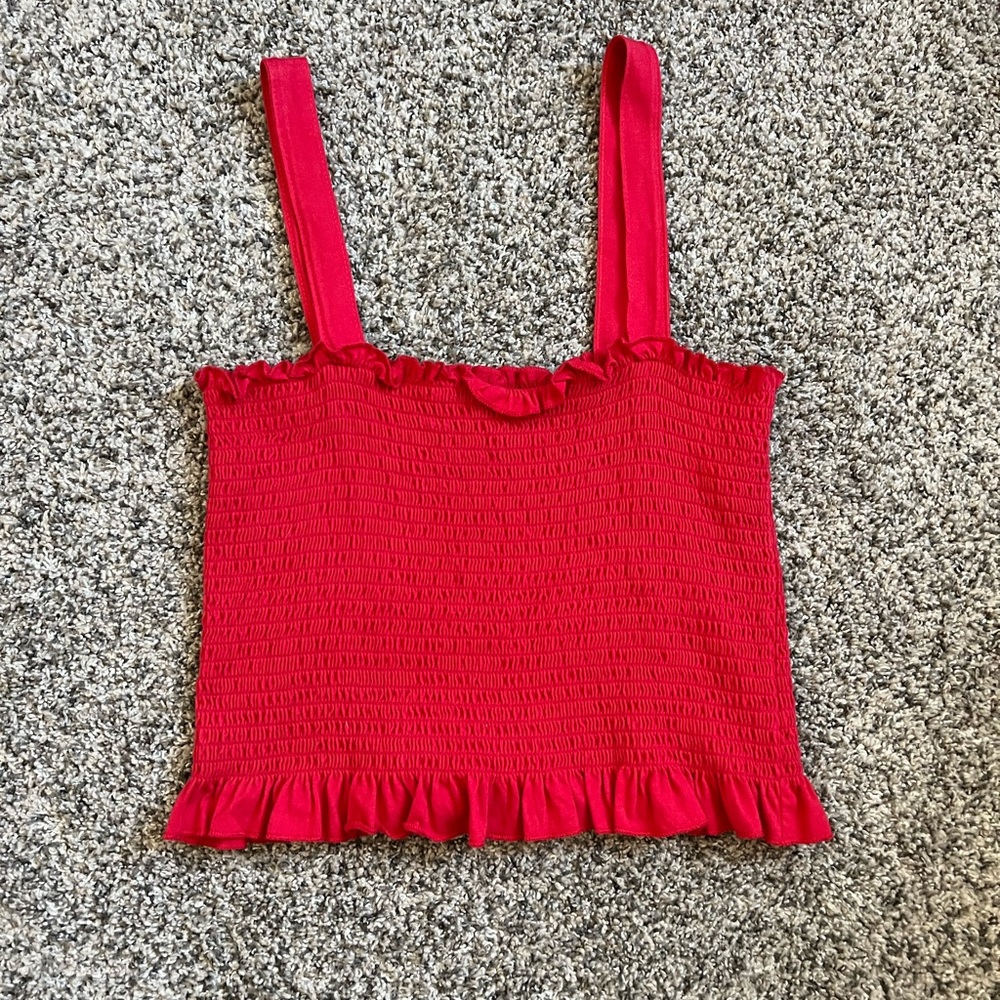 Pacsun Red Smocked Crop Top